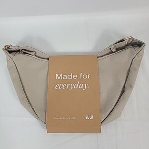 NWT July Everyday Crescent Bag Canvas Purse Taupe Khaki Crossbody Sling